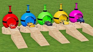 TRANSPORTING PIXAR CARS amp FRUITS WITH COLORED amp JOHN DEERE vs CLAAS vs TRACTORS  BeamNGdrive [upl. by Secundas]