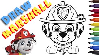 PAW Patrol  How To Draw MARSHALL [upl. by Adnoloy]