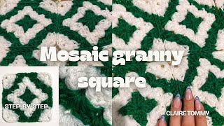 Crochet mosaic granny square  StepbyStep Tutorial 🍀 [upl. by Alverta909]