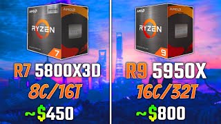 RYZEN 7 5800X3D vs RYZEN 9 5950X  Test in 5 Games  1440p [upl. by Lenhart]