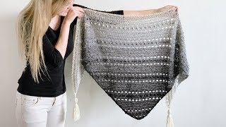 TRIANGLE CROCHET SHAWL FOR BEGINNERS WORKED BOTTOMUP [upl. by Karlotta]