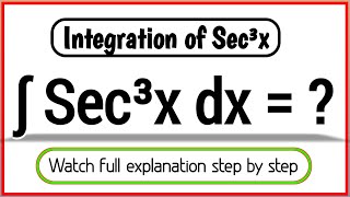 Integral of Sec3x  Integration of Sec³x dx  Class 12 math [upl. by Zeb]