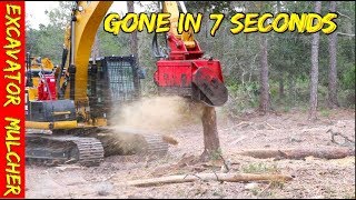 Excavator forestry mulcher on Caterpillar 320 with a fecon head running a supertrack 350 powerpack [upl. by Nosnaj]