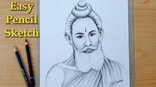 How to draw Baba Lokenath Brahmachari  Easy Pencil Sketch for beginners [upl. by Ansel]