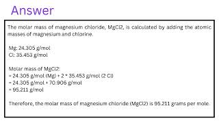 Calculate the molar mass of magnesium chloride MgCl2 [upl. by Cymbre]