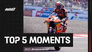 Top 5 Moto2™ Moments ✊  2023 IndonesianGP [upl. by Llertnad]