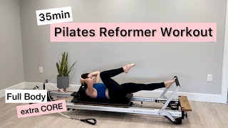 Pilates Reformer Workout  35 min  Full Body extra core [upl. by Evan]