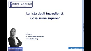 Webinar LA LISTA DEGLI INGREDIENTI [upl. by Peterman]