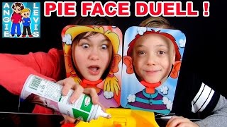 PIE FACE DUELL Challenge  mit Schoko Sahne Geschwister Family Fun  Angies und Levis Kinderkanal [upl. by Rhona786]