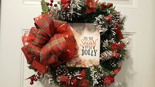 EASY DOLLAR TREE CHRISTMAS WREATH 2017  HOLIDAY DECOR [upl. by Airednaxela]