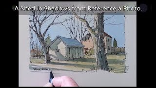 How to paint from a reference photo Line and wash watercolor Peter Sheeler [upl. by Acim847]