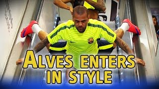 Dani Alves goes down escalator head first ahead of Champions League final [upl. by Mayhew92]