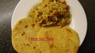 Volkorenmaismeel roti met Spitskool en Kikkererwten vegetarisch [upl. by Bohrer48]