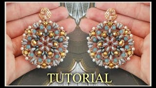 Tutorial Orecchini  MARIA FRANCESCA  modulo ciondolo  superduo bicono obeads Perline DIY [upl. by Thorlay]