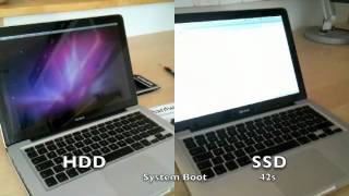 HDD vs SSD in a Unibody Macbook Late 2008 [upl. by Forrer]