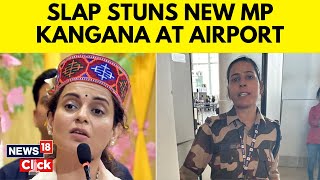 Kangana Ranaut Slap Video  Kangana Gets Slapped By CISF Constable At Chandigarh Airport  N18V [upl. by Waxman]