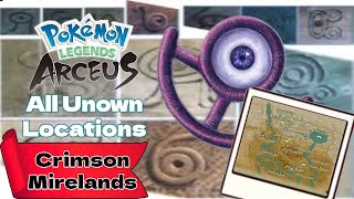 All Unown Locations Crimson Mirelands  Pokémon Legends Arceus [upl. by Kellda]