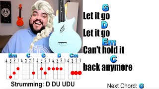 LET IT GO  Frozen Ukulele Play Along with Chords and Lyrics [upl. by Yeslaehc]