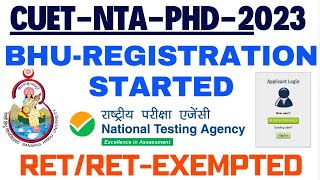 CUETNTAPHD BHU REGISTRATION FOR RET amp RETExempted Category II Important NOTICE II APPLY NOW [upl. by Milman904]