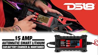 DS18 15 AMP Automatic Smart Lithium and AGM Car Battery Charger amp Maintainer [upl. by Ylrbmik444]