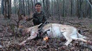 8 year old ARROWS Fallow Deer in Texas A1 Archery perfect shot placement by youth hunter [upl. by Gere]