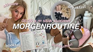 MORGENROUTINE ⛅️ slow summer morning  aufräumen skincare aesthetic frühstück 🎀 [upl. by Aroc]