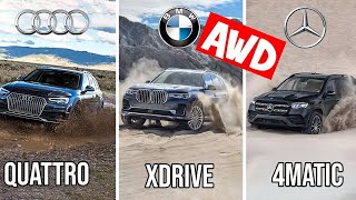 Audi Quattro vs BMW xDrive vs Mercedes 4Matic – AWD – What’s the Difference [upl. by Eelytsirk]