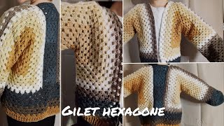 Gilet Hexagone en toute taille  tuto en français [upl. by Stokes]