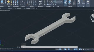 AutoCAD 3d tutorials for beginners How to create 3d open ended spanner in AutoCAD [upl. by Giordano566]