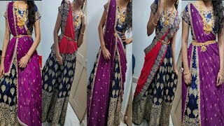 Different types of half saree draping in telugu half saree draping styles [upl. by Vaden]