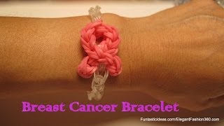 Awareness Pink Ribbon Bracelet  How to Rainbow Loom [upl. by Aiekan]