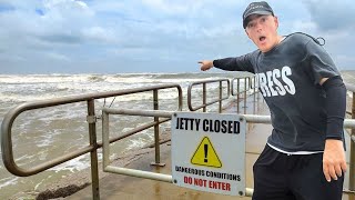 HUGE WAVES Hurricane Beryl Texas RIP CURRENTS Storm Chasing [upl. by Dorweiler]