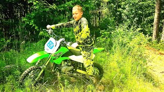 Kids dirt bike adventure on new kx65 and kx450 Lets go [upl. by Ebbarta420]