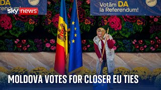 Moldova narrowly votes for closer EU ties in referendum beset by claims of Russian meddling [upl. by Anitsirc]