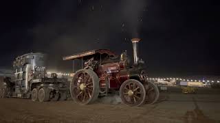 Burrell traction engine pulling the big load at Great Dorset steam fair sparks flying [upl. by Sato724]