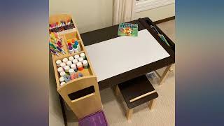 Guidecraft Deluxe Art Center Drawing and Painting Table for Kids W Two Stools review [upl. by Lyrrehs]