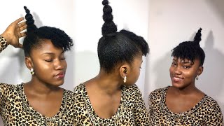 Easy top knot bun on short 4c natural hair  No heat no attachment [upl. by Balduin]