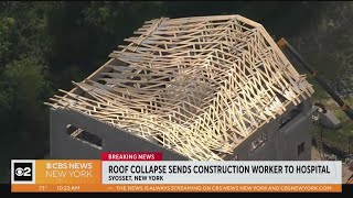 Construction worker hospitalized after collapse on LI [upl. by Forest]