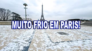 NEVE E MUITO FRIO EM PARIS paris2024 neve torreeiffel [upl. by Hgielrahc]