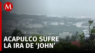 Torrenciales lluvias por John causan deslaves e inundaciones en Acapulco [upl. by Kreindler]