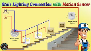 Stair Lighting Connection with Motion Sensors  How to Wire Stair Lights Using Motion Sensors [upl. by Eilssel]