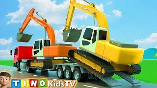 Excavator Dump Truck amp Cement Truck for Kids  Gas Station Construction for Children [upl. by Eikceb]