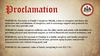 Proclamation Honoring Family Caregivers  National Family Caregiver Month [upl. by Twedy]