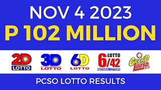 Lotto Result November 4 2023 9pm PCSO [upl. by Nonnag872]