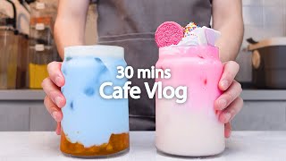 💗🍑카페 브이로그 30분 모아보기🍑💗30mins Cafe Vlog카페브이로그Cafe VlogASMRTasty Coffee129 [upl. by Idurt]