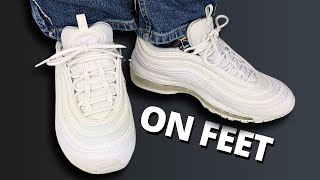 AIR MAX 97 ON FEET All White [upl. by Baird]