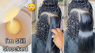 The results were unexpected😯 I tried viral Japanese straightening hair treatment on my type 4 hair [upl. by Ahsiekar520]