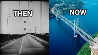 Tacoma Narrows Bridge Collapse in 1940  Historic disaster video [upl. by Noraj]