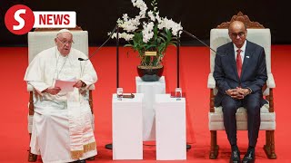 Pope commends Singapore on interreligious dialogue urges fair wages for migrant workers [upl. by Ahsets210]