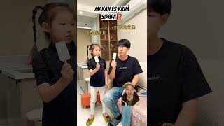 MAKAN ES KRIM SIPAPA⁉️ funny daughter comedy baby family cute woodworking [upl. by Annah]